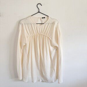Jil Sander Cream Pleat Silk Blouse EU 38